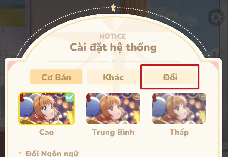 Chọn biểu tượng Cài Đặt (bánh răng)