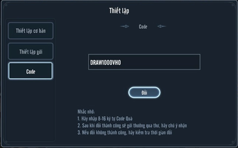 Nhập giftcode VOH: Chronicle of Spirits và nhấn Xác Nhận
