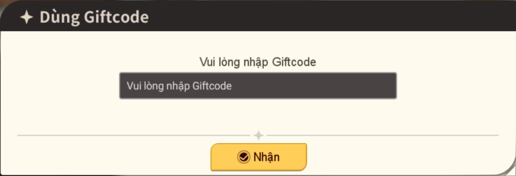 Nhập mã code Lữ Khách Đại Lục vào ô trống và nhấn nút Nhận