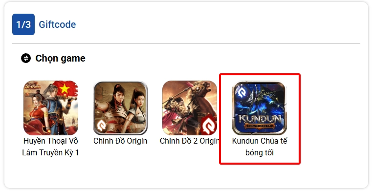 Chọn vào tựa game Kundun: Chúa Tể Bóng Tối.