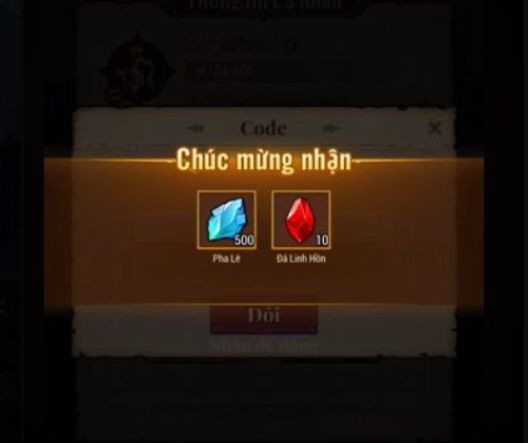 Màn hình xuất hiện thông báo chúc mừng nhận thưởng thành công