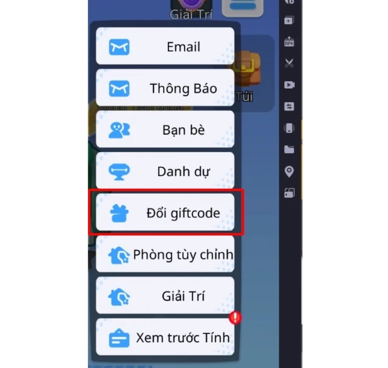 Truy cập mục Đổi Giftcode