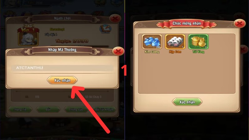 Nhập code Manga Bá Cháy và nhấn Xác nhận