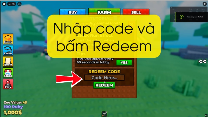 Tìm mục nhập Code Raise Animals