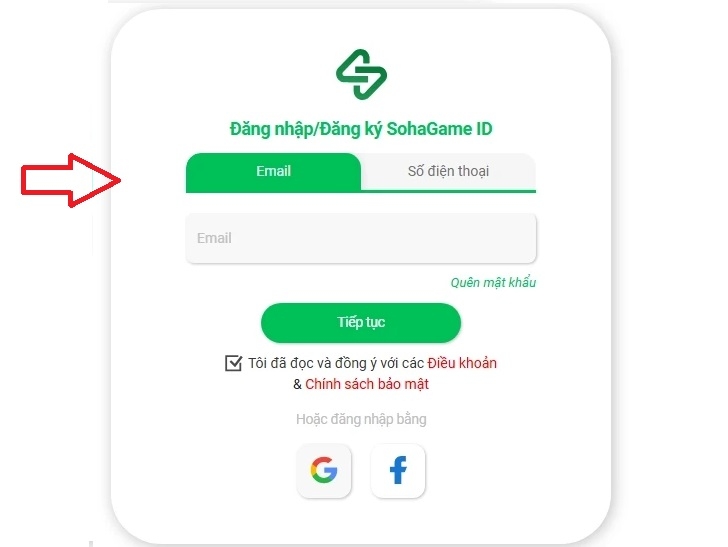 Truy cập vào cổng nạp chính thức của SohaGame