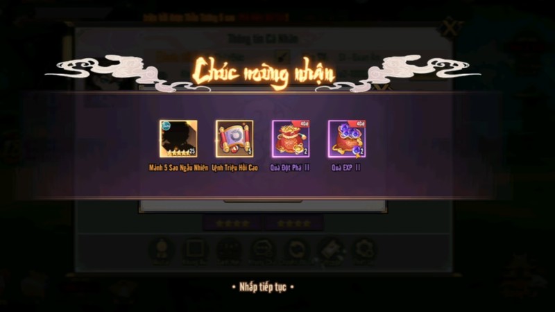 Phần thưởng sẽ được gửi trực tiếp vào Hòm Thư (Mailbox) trong game