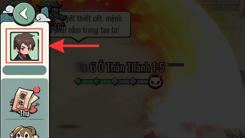 Chạm vào ảnh đại diện nhân vật