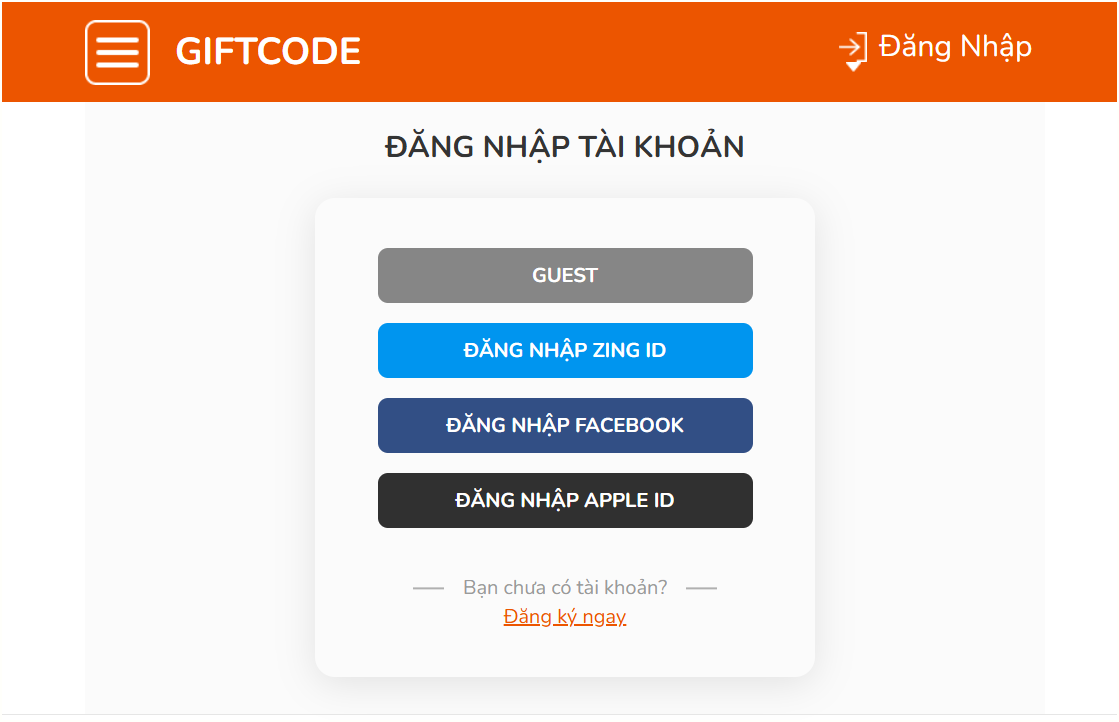 Đăng nhập bằng tài khoản mới nhất