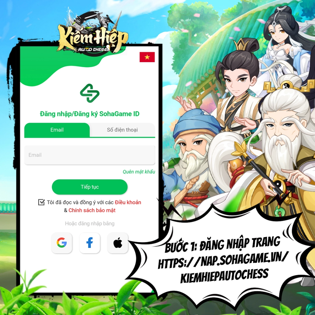 Đăng nhập vào website Soha game Kiếm Hiệp Auto Chess