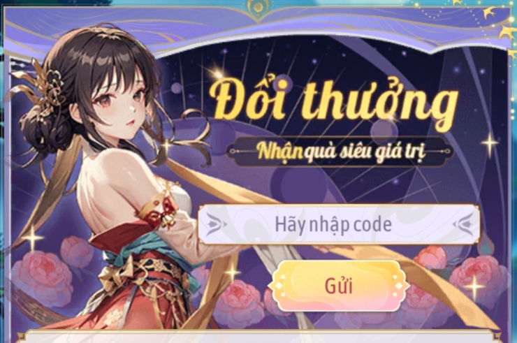 Nhập giftcode Kiếm Vũ Phong Vân và nhấn “Gửi”