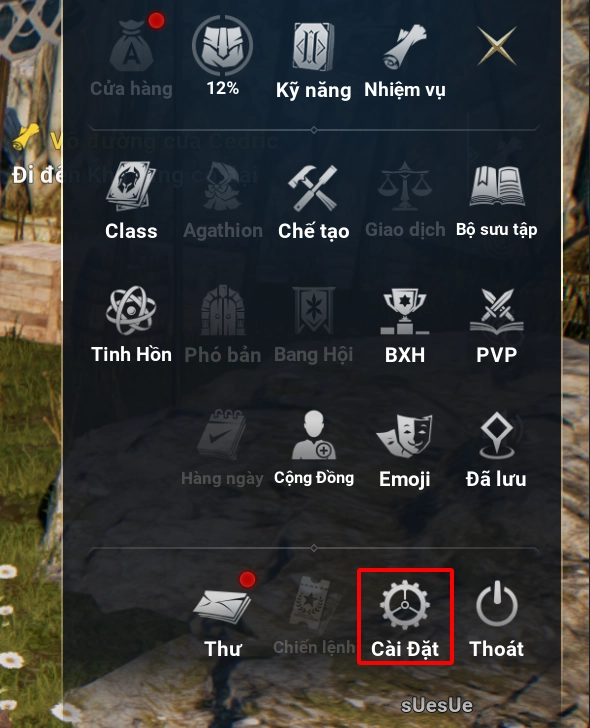 Chọn vào mục Cài Đặt