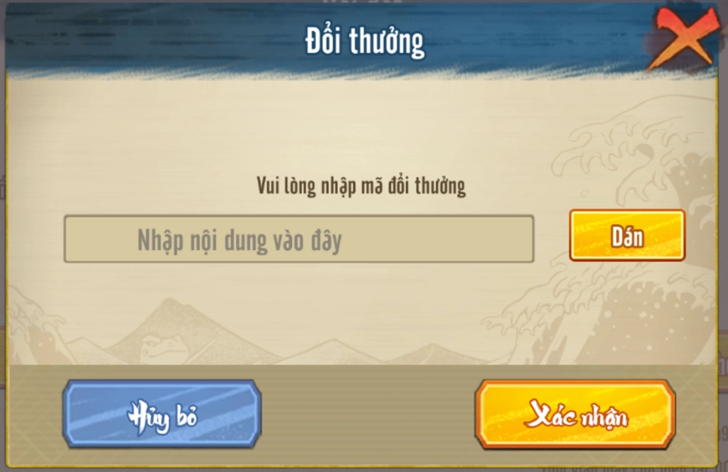 Nhập code Manga Loạn Chiến và nhấn "Xác nhận"