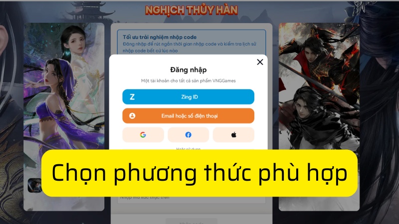 Chọn phương thức đăng nhập phù hợp