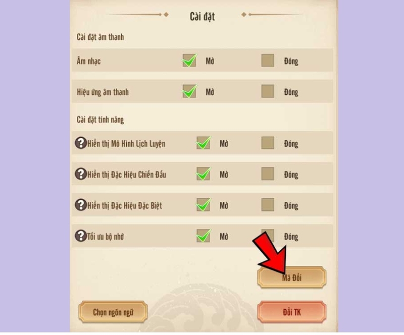 Chọn vào mục “Mã đổi”
