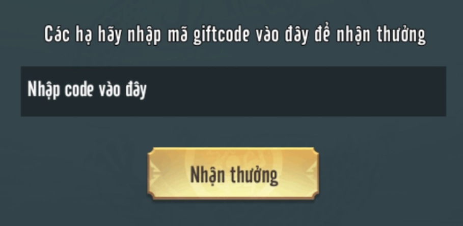 Nhập mã GiftCode Võ Hiệp Truyền Kỳ 2 và bấm Nhận thưởng