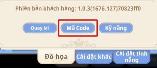 Chọn vào mục Mã Code