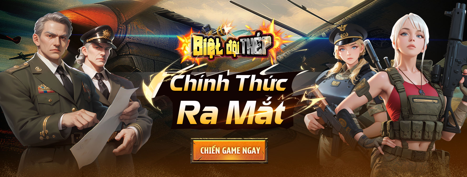 Banner game Biệt Đội Thép thông báo Chính Thức Ra Mắt