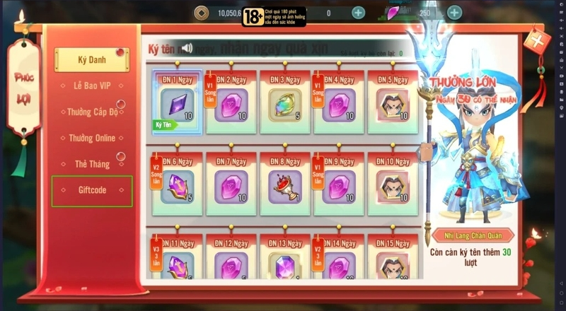 Tìm và chọn vào mục Giftcode