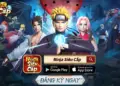 Hình ảnh game Ninja Siêu Cấp với Naruto, Sasuke, và Sakura cùng các nhân vật khác