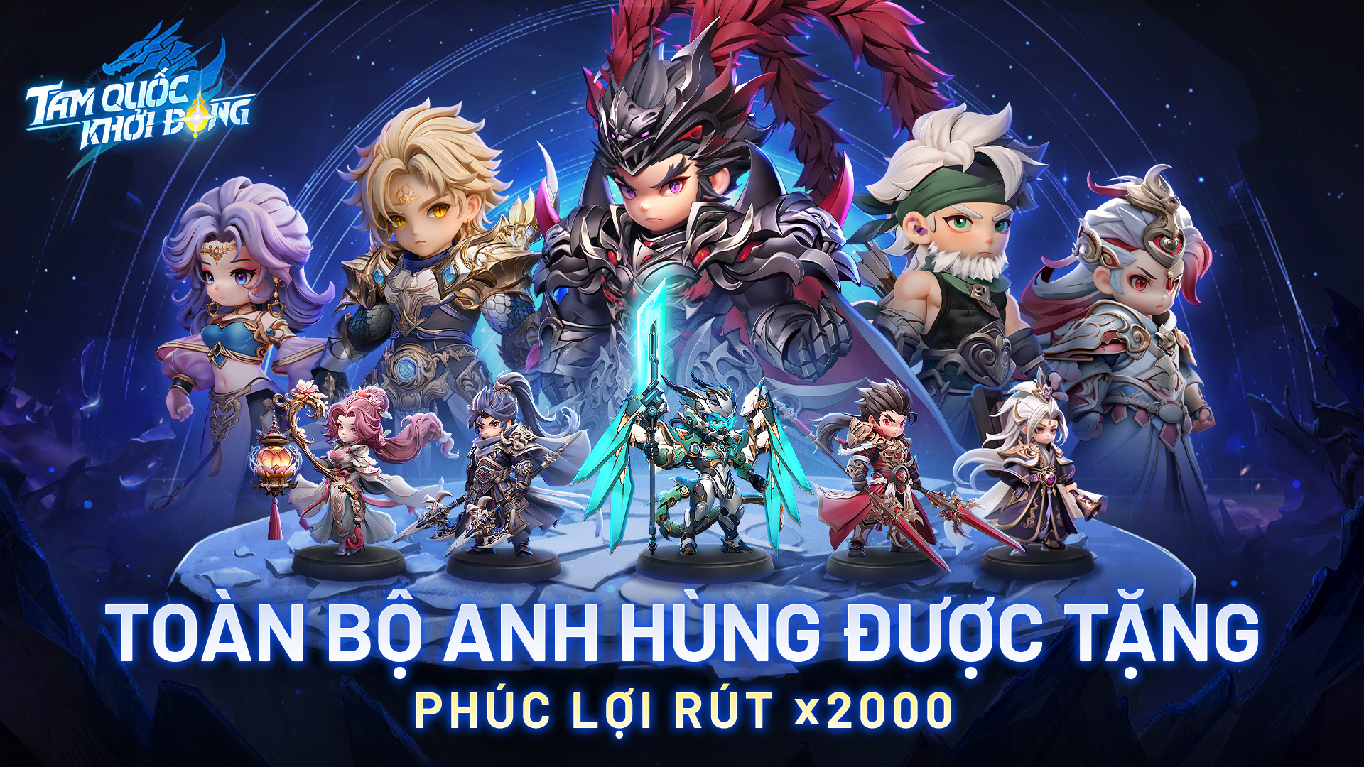 Game Tam Quốc Khởi Động với tám nhân vật anime hóa theo phong cách Tam Quốc