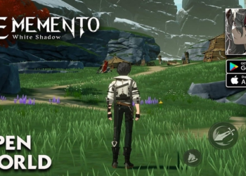 Ảnh game RPG thế giới mở "ReMemento White Shadow" với nhân vật đứng giữa đồng cỏ
