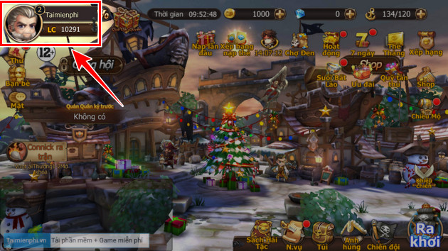 Bước 1: Tại giao diện chính của game, bạn chạm vào Avatar nhân vật nằm ở góc màn hình