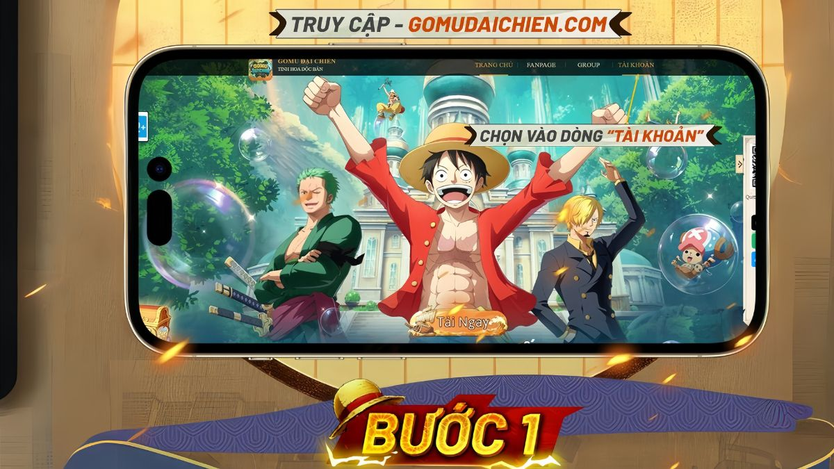 Bước 1: Truy cập vào website chính thức của game sau đó nhấn vào mục Tài khoản ở góc trên bên phải màn hình.