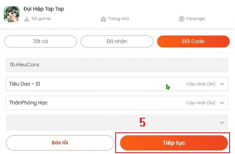 Bước 4: Xác nhận việc đổi code bằng cách chọn Tiếp tục.
