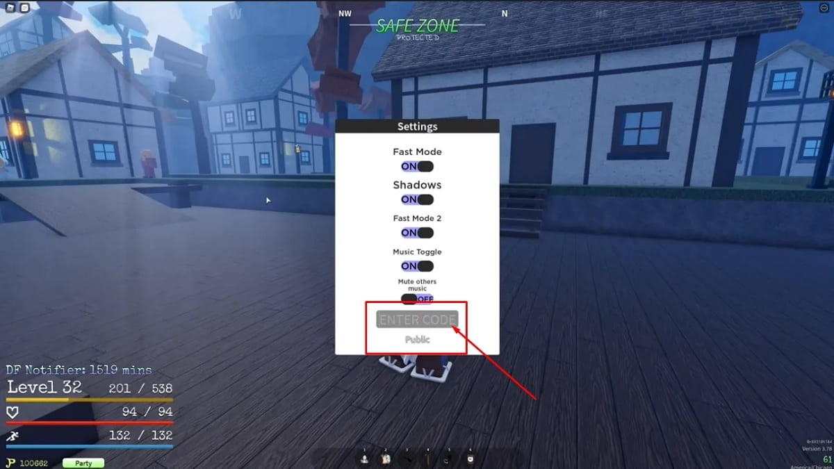 Bước 3: Người chơi nhập chính xác Code Grand Piece Online vào ô Enter Code, chú ý chữ hoa, chữ thường và không để dư khoảng trắng, sau đó nhấn Enter