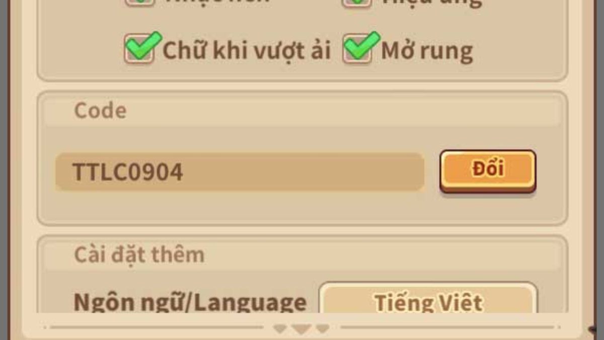 Bước 3 nhập mã code vào ô và chọn “Đổi”