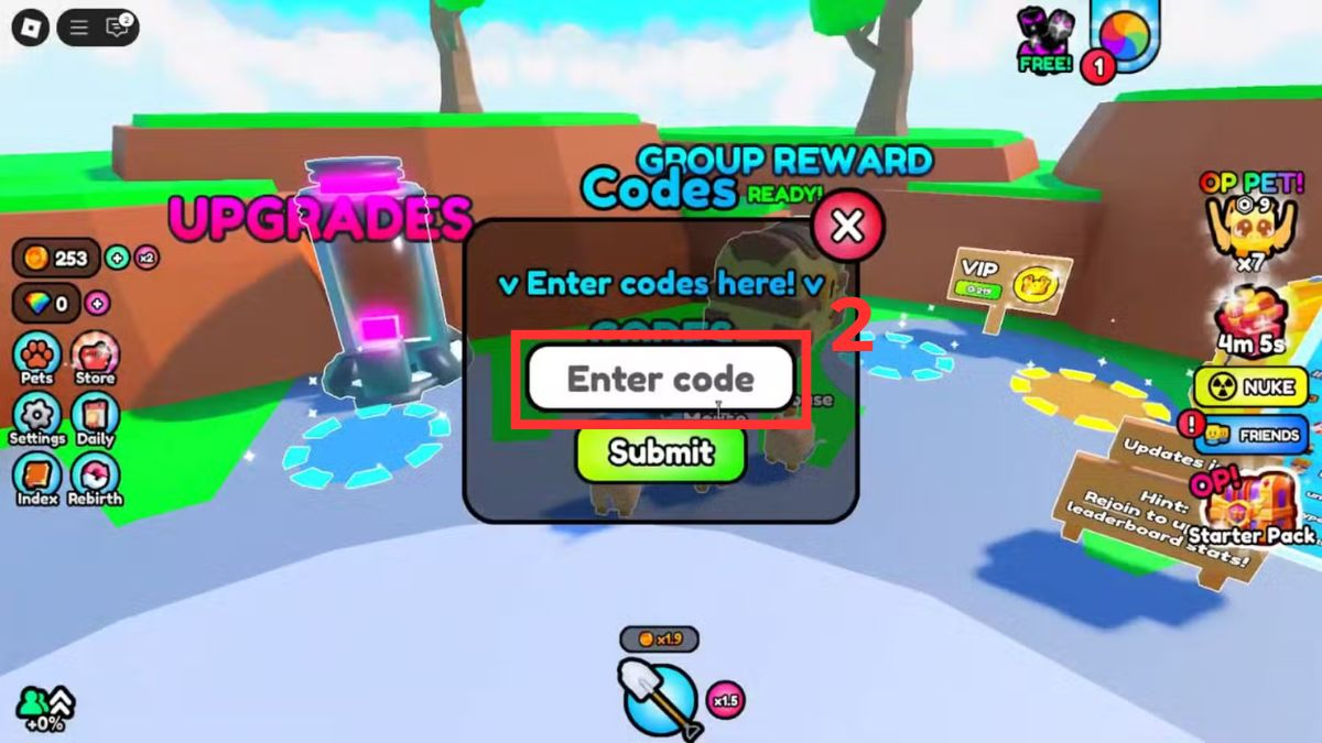 Bước 2 nhập mã code vào ô “Enter code” và nhấn “Submit”