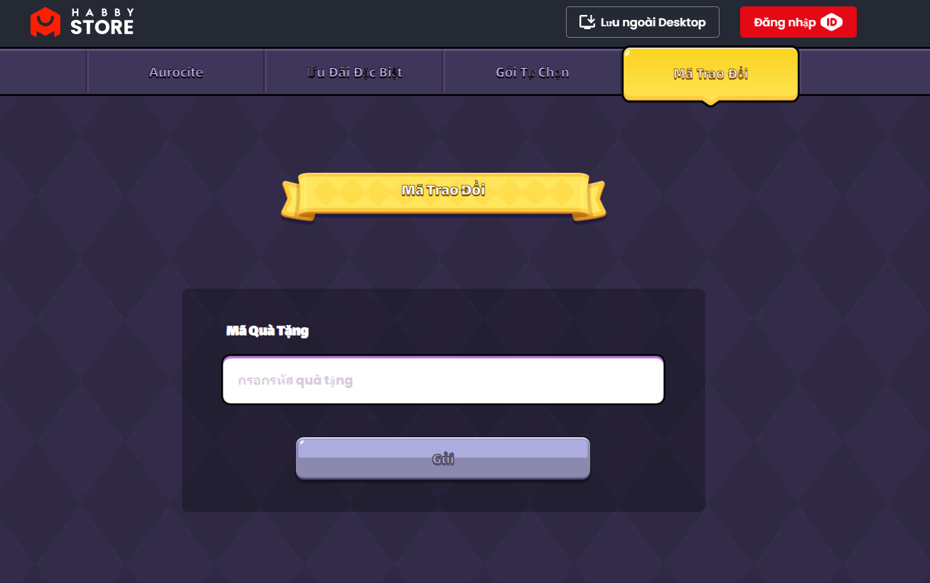 Bước 2 truy cập vào đường link tại đây. Đăng nhập bằng ID và nhập code vào ô trong mục “Giftcode” (Mã quà tặng). Sau đó, chọn “Gửi”