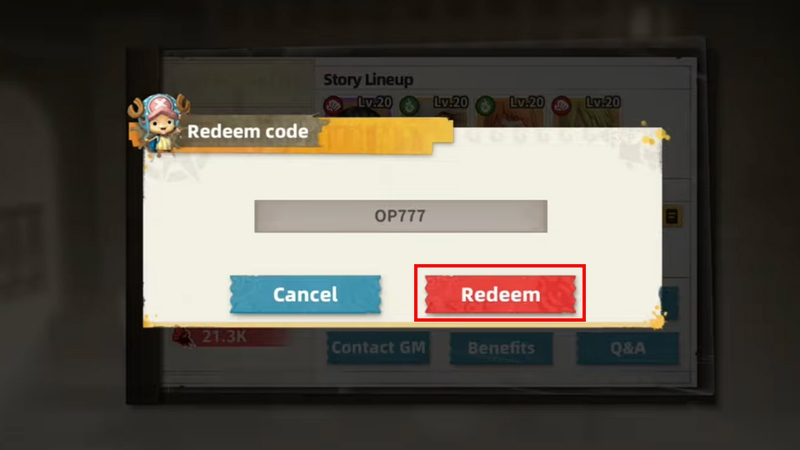 Bước 4 nhấn “Redeem” để xác nhận. Khi đổi code thành công, phần thưởng sẽ được cộng trực tiếp vào tài khoản game của bạn