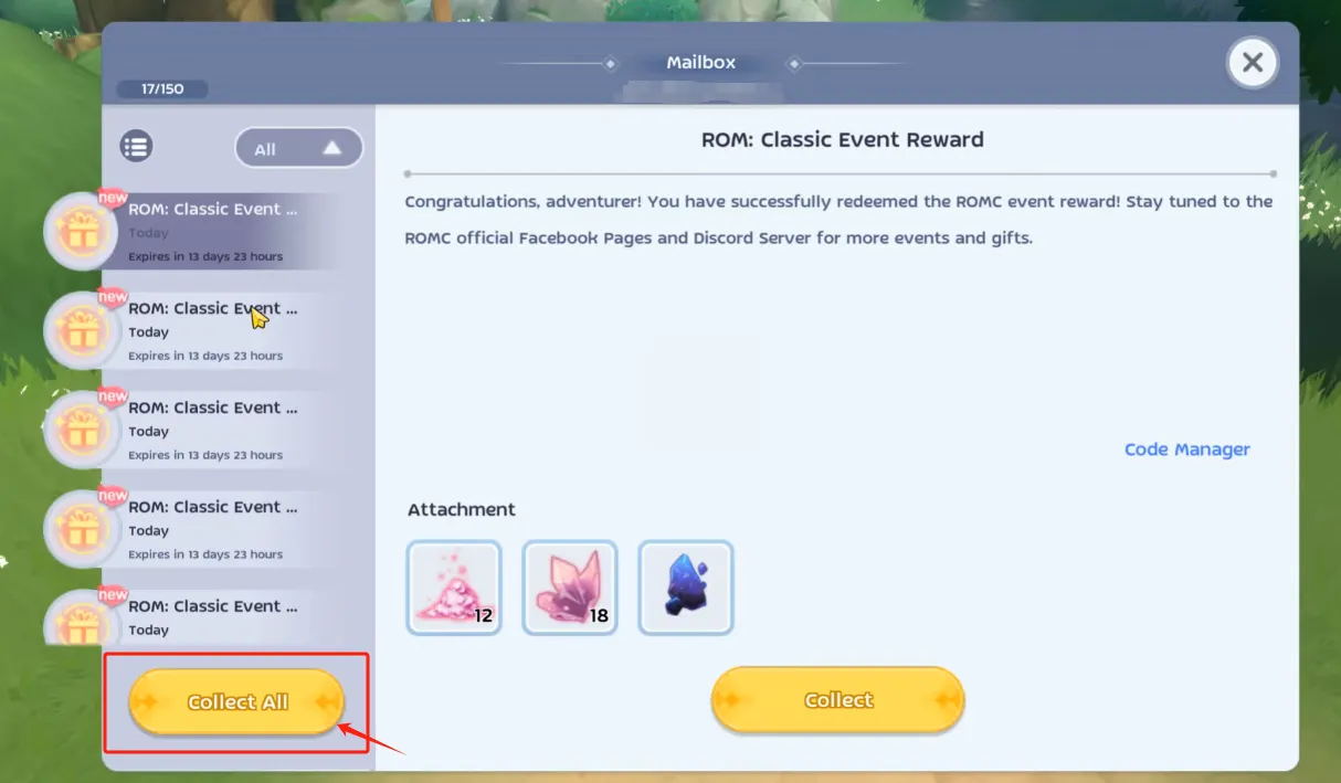 Bước 6 nhấn “Collect All” để nhận tất cả phần thưởng bạn đã đổi trước đó