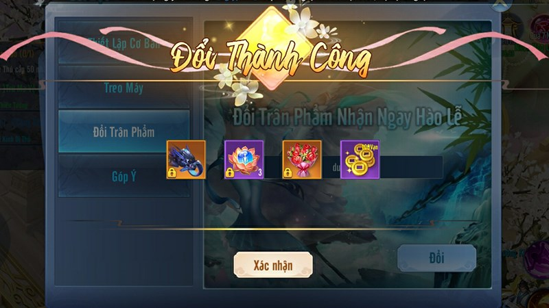 Nhận quà bằng cách bấm Xác nhận để hoàn thành