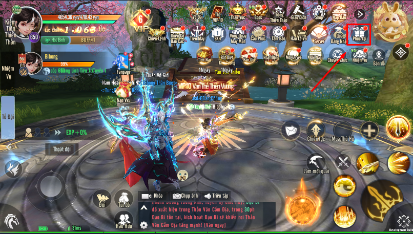 Truy cập vào giao diện chính của game và bấm chọn biểu tượng “Phúc Lợi”