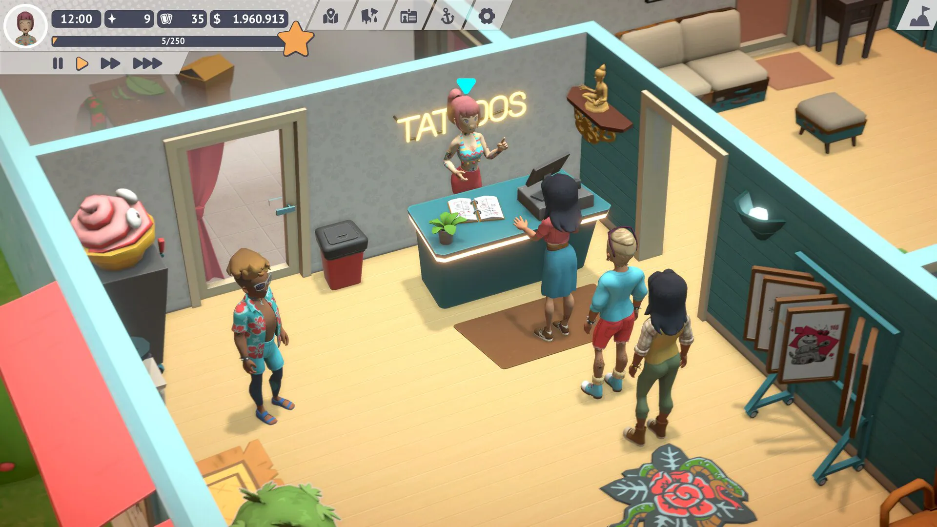 Tattoo Studio Tycoon có lối chơi nhẹ nhàng nhưng có chiều sâu
