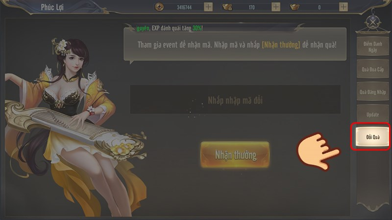 Bước 2 chọn mục “Đổi quà”