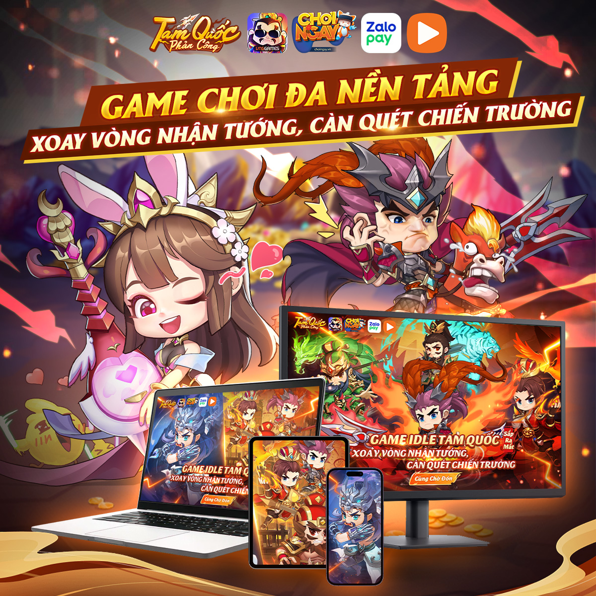 Nhân vật game được xây dựng theo đồ họa chibi trong Tam Quốc Phản Công