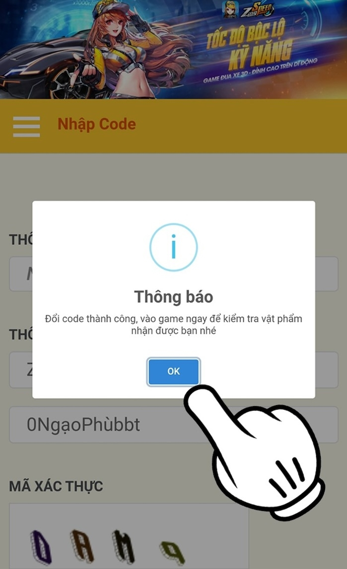 Tổng hợp Giftcode Zingspeed Mobile VNG mới nhất và cách nhập 6 Người chơi nhấn OK để nhận quà