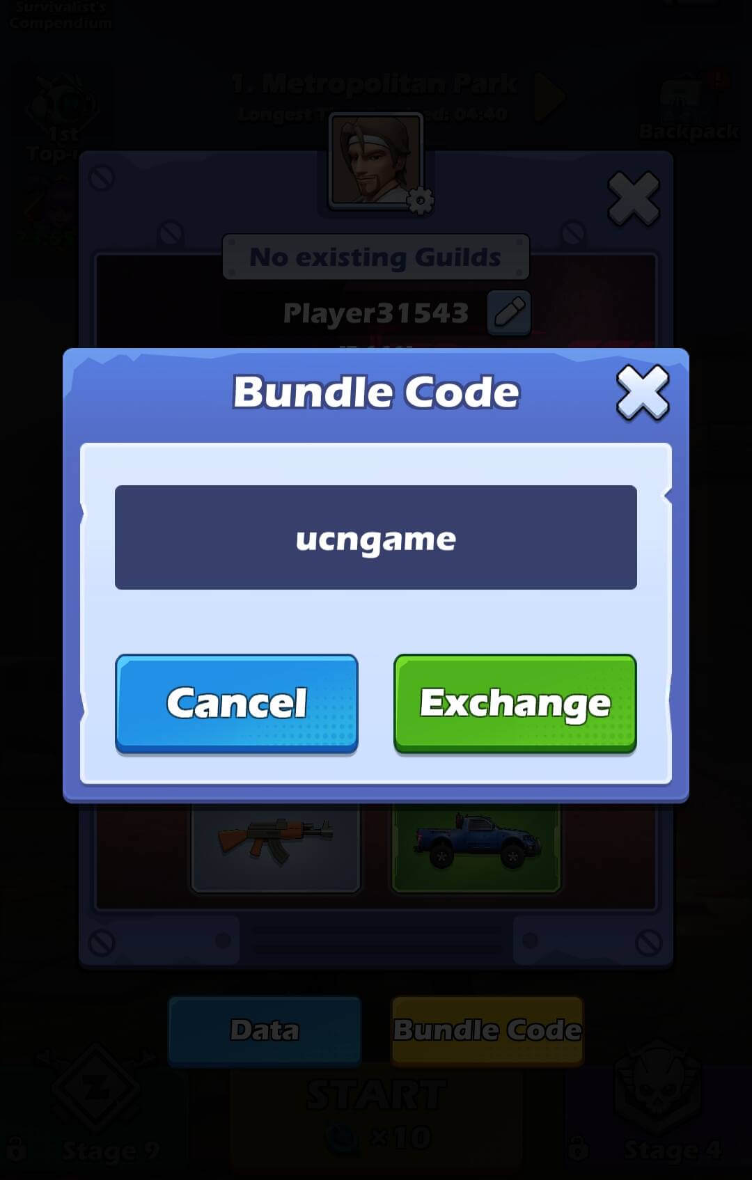 Nhập code vào ô và nhấn “Exchange”