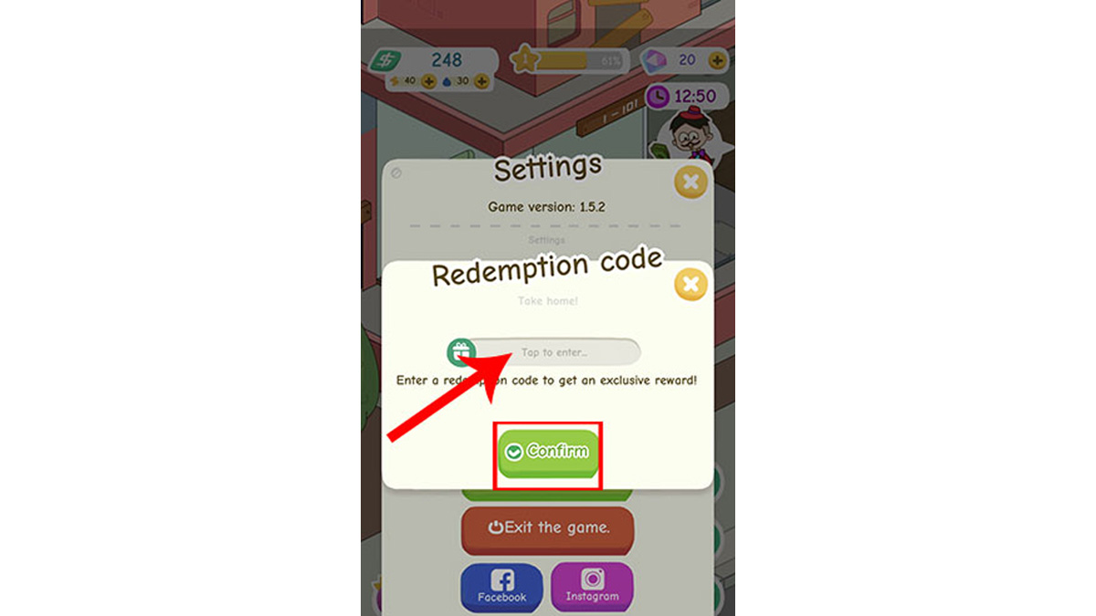 Bước 3 nhập code vào ô và bấm chọn “Confirm”