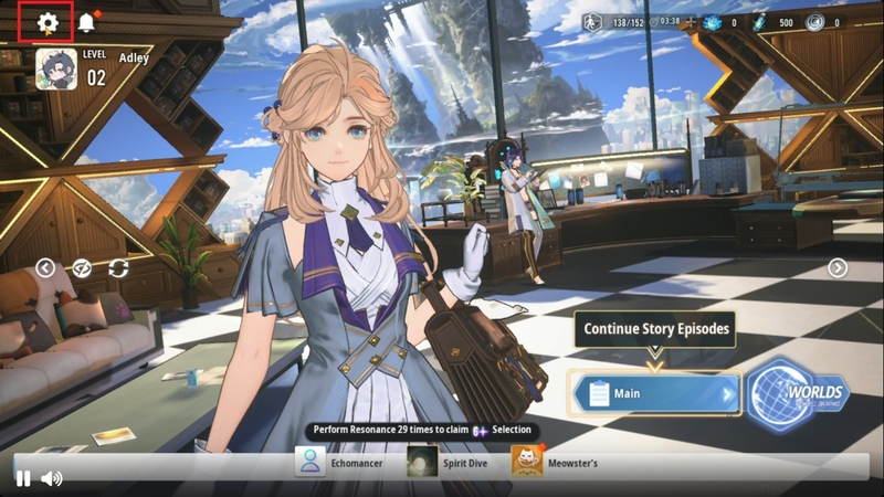 Mở game Ash Echoes và truy cập vào mục Setting
