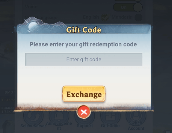 Nhập chính xác code Legend of Elements và bấm Exchange