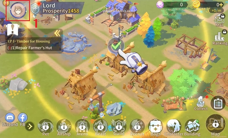 Vào game và nhấn vào biểu tượng avatar cá nhân ở góc trái màn hình