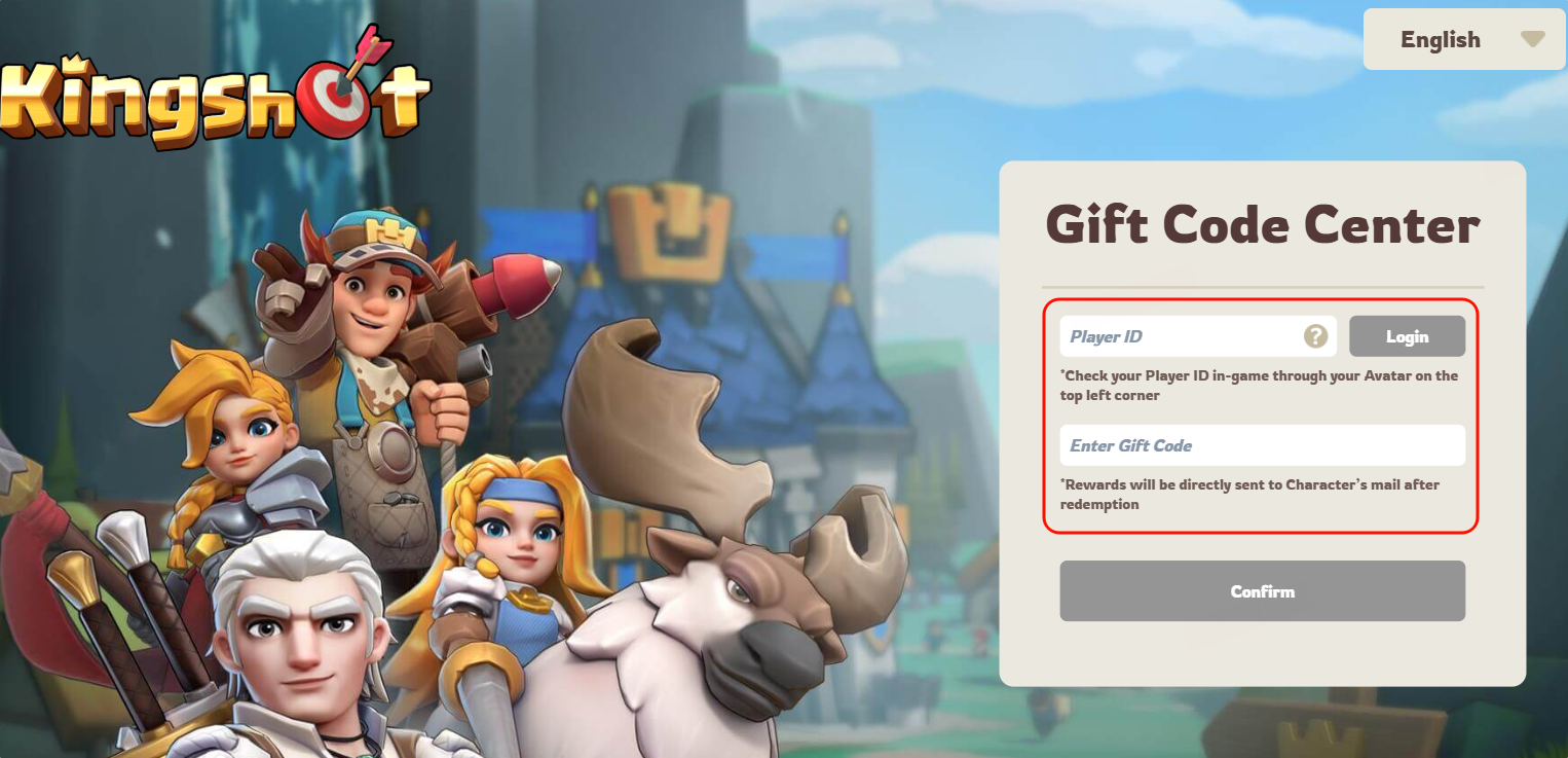 Truy cập vào cổng đổi thưởng, đăng nhập bằng ID, nhập giftcode và nhấn Confirm
