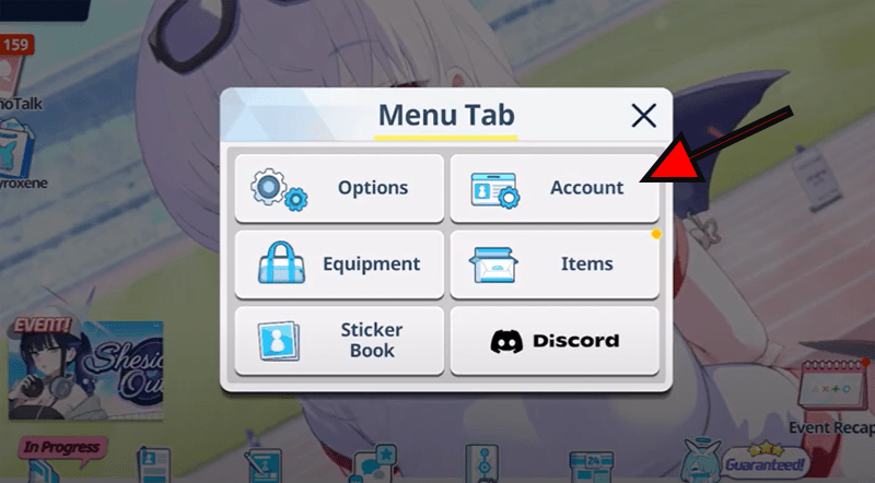 Chọn biểu tượng Menu ở góc trên bên phải màn hình truy cập vào mục Tài Khoản (Account)