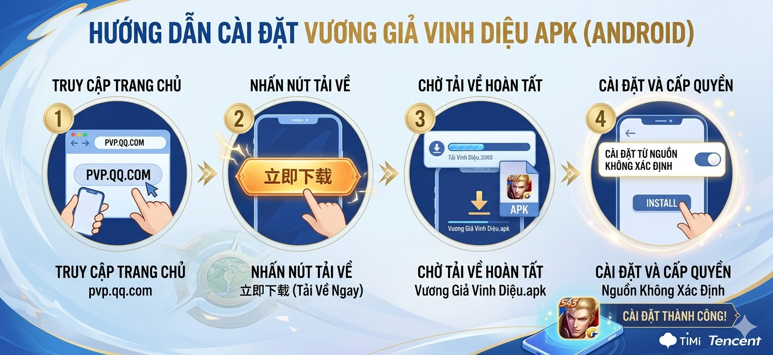Đối với người dùng Android (Vương Giả Vinh Diệu APK)