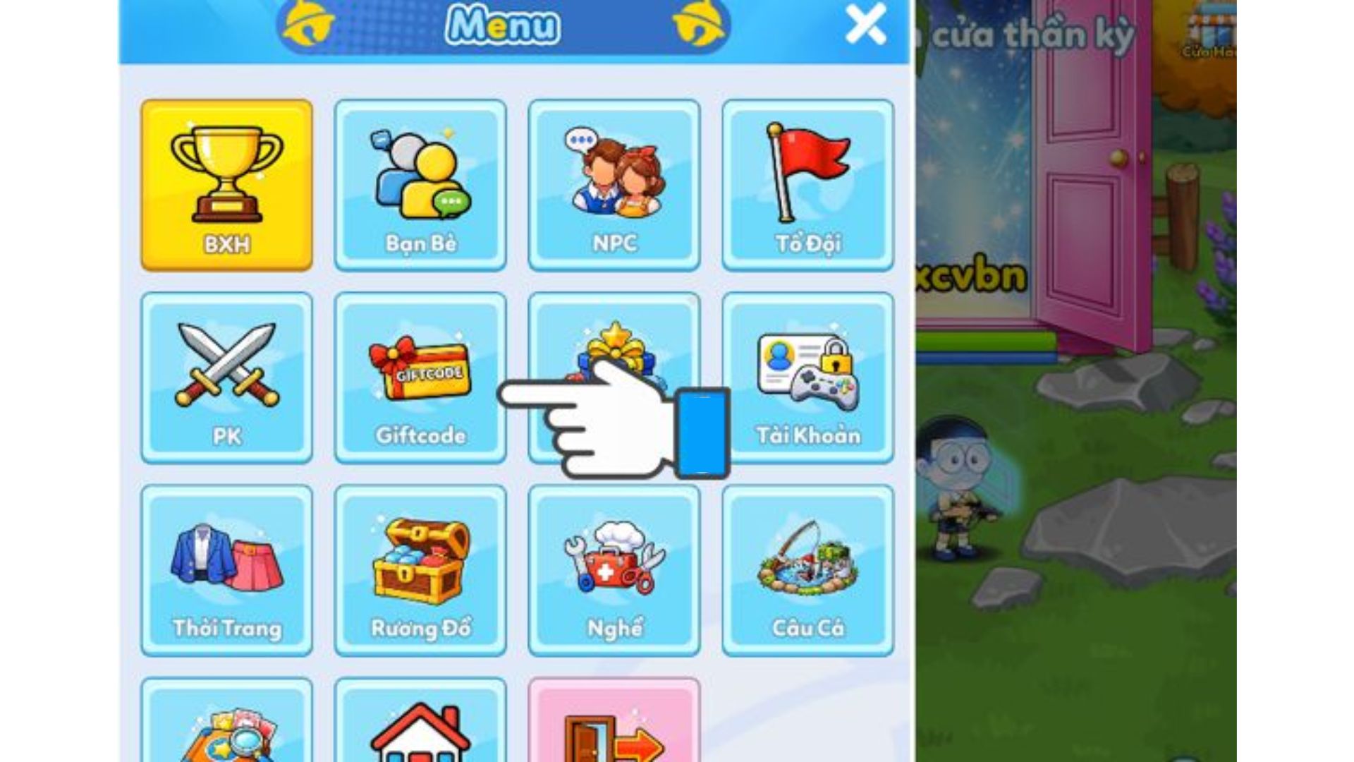Hãy chọn vào mục Giftcode nằm ở hàng thứ hai