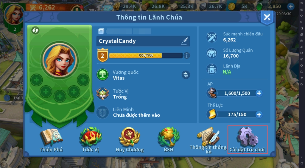 Hãy nhấn vào mục Cài đặt trò chơi